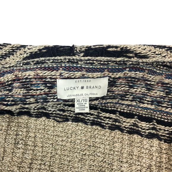 Lucky Brand Southwestern Aztec Knit Open Front Chunky Cardigan Sweater Size XL - Picture 11 of 12